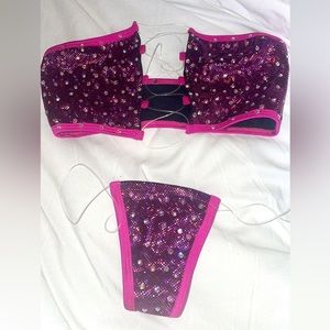 Pink Rhinestone Exotic Dancewear Bikini